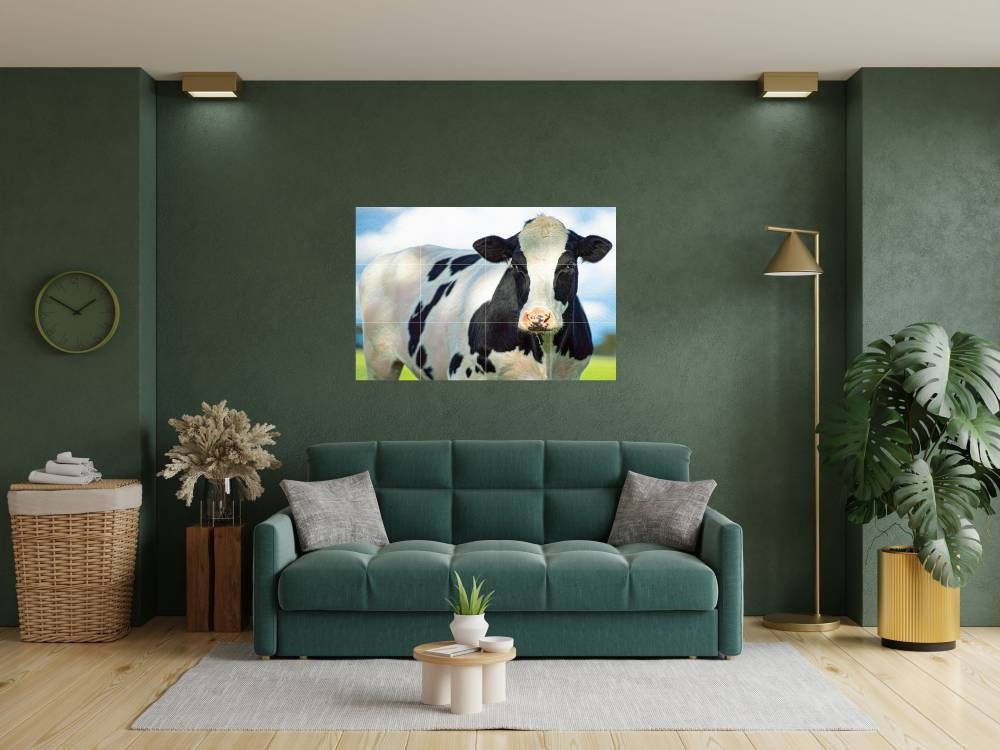 Tile Mural/Mosaic Ceramic Panel of Cows - Countryside Mural - Wall Nature Art - Tile Mural - Gloss Tiles - Cow Tile Mosaic