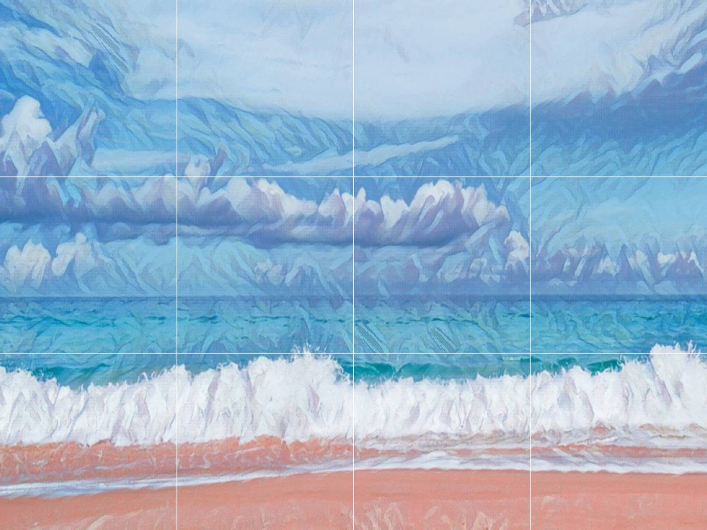 Tile Mural/Mosaic Ceramic Panel of Ocean Waves - Beach Mural - Ocean Waves Wall Mural - Wall Art -Tile Mural Art - Home Decor - Tile Mosaic