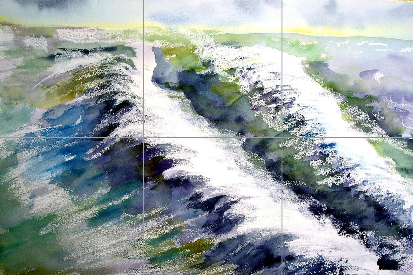 Tile Mural/Mosaic Ceramic Panel of Ocean Waves - Storm Mural - Ocean Waves Wall Mural - Wall Art -Tile Mural Art - Home Decor - Tile Mosaic
