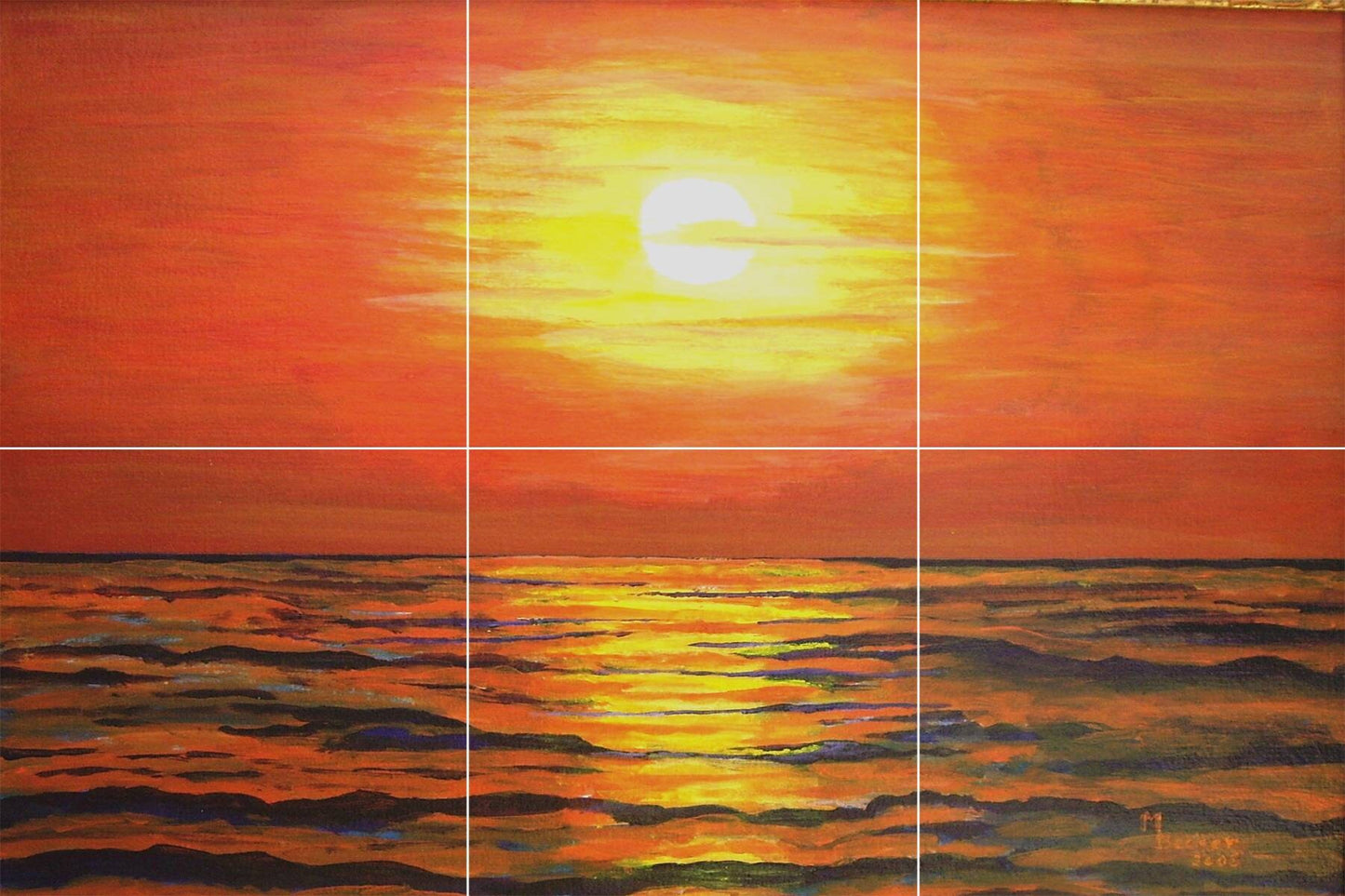 Tile Mural/Mosaic Ceramic Panel of Sea Waves - Sunset Mural - Ocean Waves Wall Mural - Wall Art -Tile Mural Art - Home Decor - Tile Mosaic