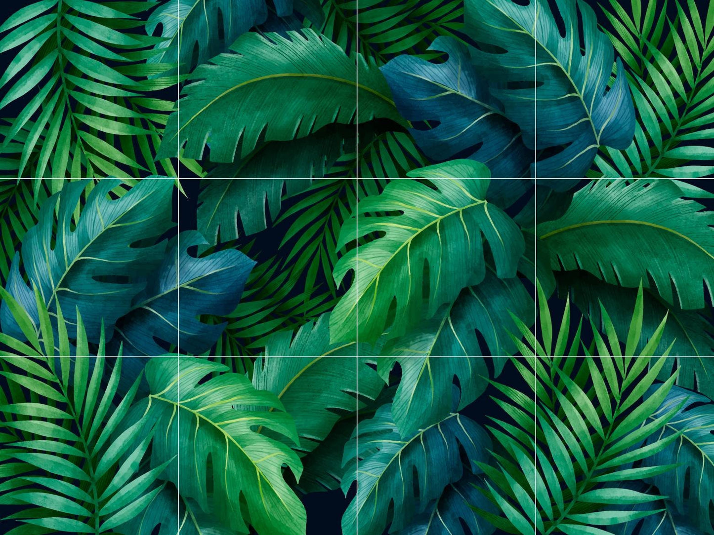 Tile Mural/Mosaic Ceramic Panel of Tropical Leaves Art - Plant Home Decor - Tile Mural - Nature Wall Print- Gloss Tiles - Leaf Tile Mosaic