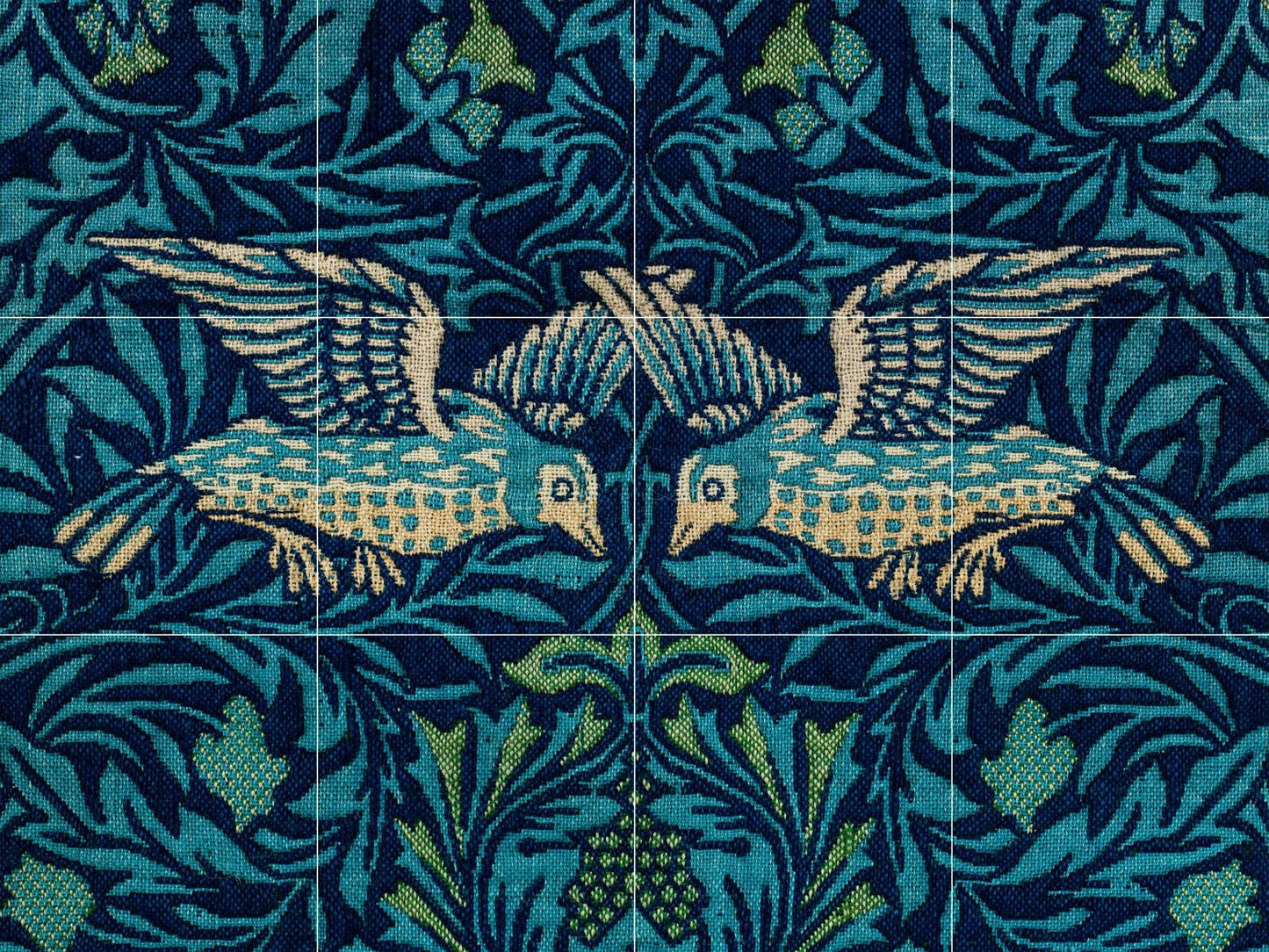 Tile Mural/Mosaic Ceramic Panel of Birds Painting by William Morris - Wall Nature Art - Birds Tile Mural - Gloss Tiles - Bird Tile Mosaic