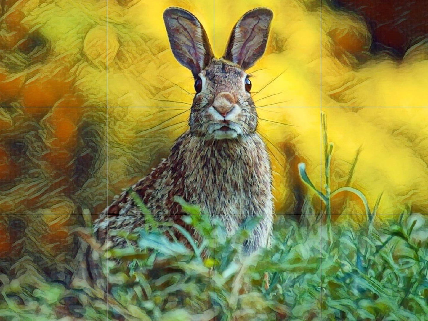 Tile Mural/Mosaic Ceramic Panel of A Rabbit - Rabbit wall print - Bunny Mural Art Print - Home Decor - Gloss Tiles - Tile Mosaic