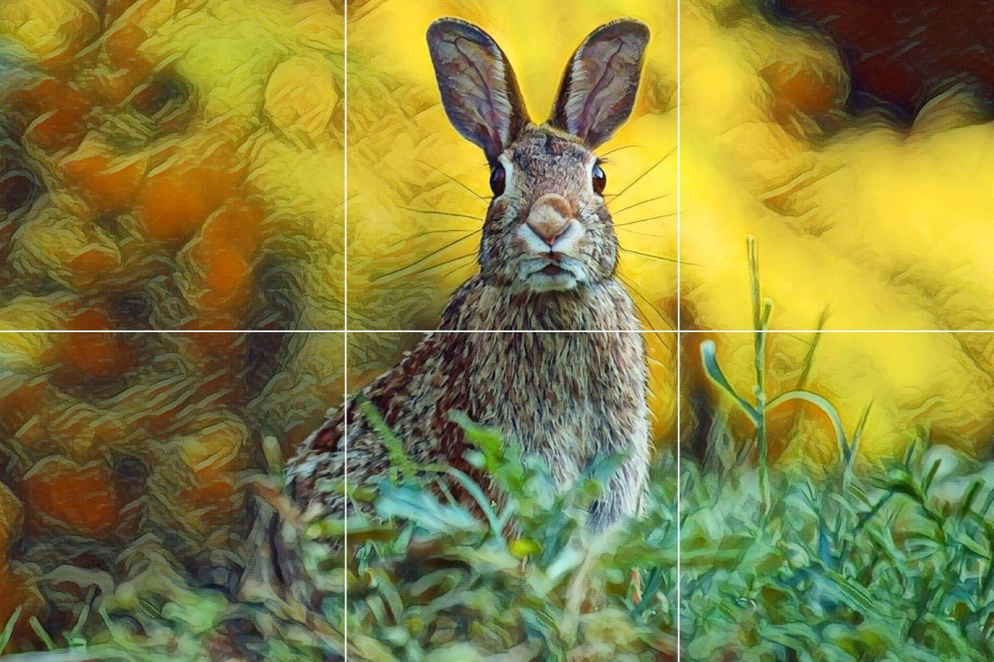 Tile Mural/Mosaic Ceramic Panel of A Rabbit - Rabbit wall print - Bunny Mural Art Print - Home Decor - Gloss Tiles - Tile Mosaic