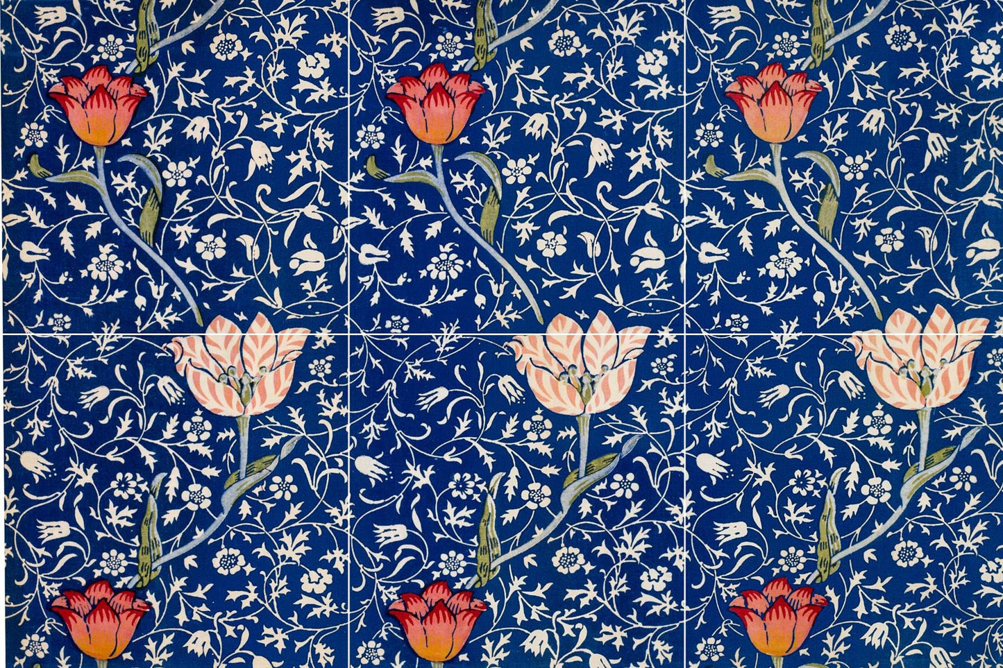 Tile Mural/Mosaic Ceramic of Medway Flowers - William Morris Art - Flower Wall Art - Floral Tile Mural - Gloss Tiles-Tile Mosaic- Home Decor