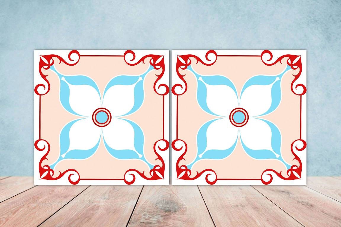 Spanish Ceramic Tiles - Set of 2 Spanish Wall Decor Tiles - Kitchen Backsplash Tiles, Table Decorative Tiles, Bathroom Tiles, Coaster