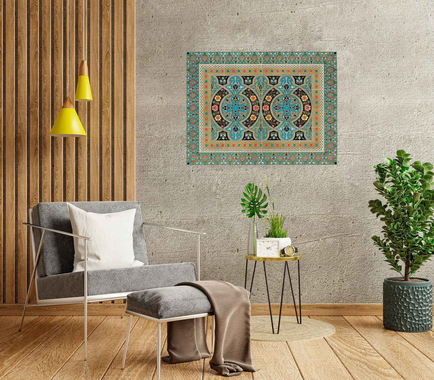 Tile Mural/Mosaic Ceramic Panel of Arabic Pattern - Arabic art decor - Arabic home decor - Tile Mural - Home Decor -Tile Mosaic
