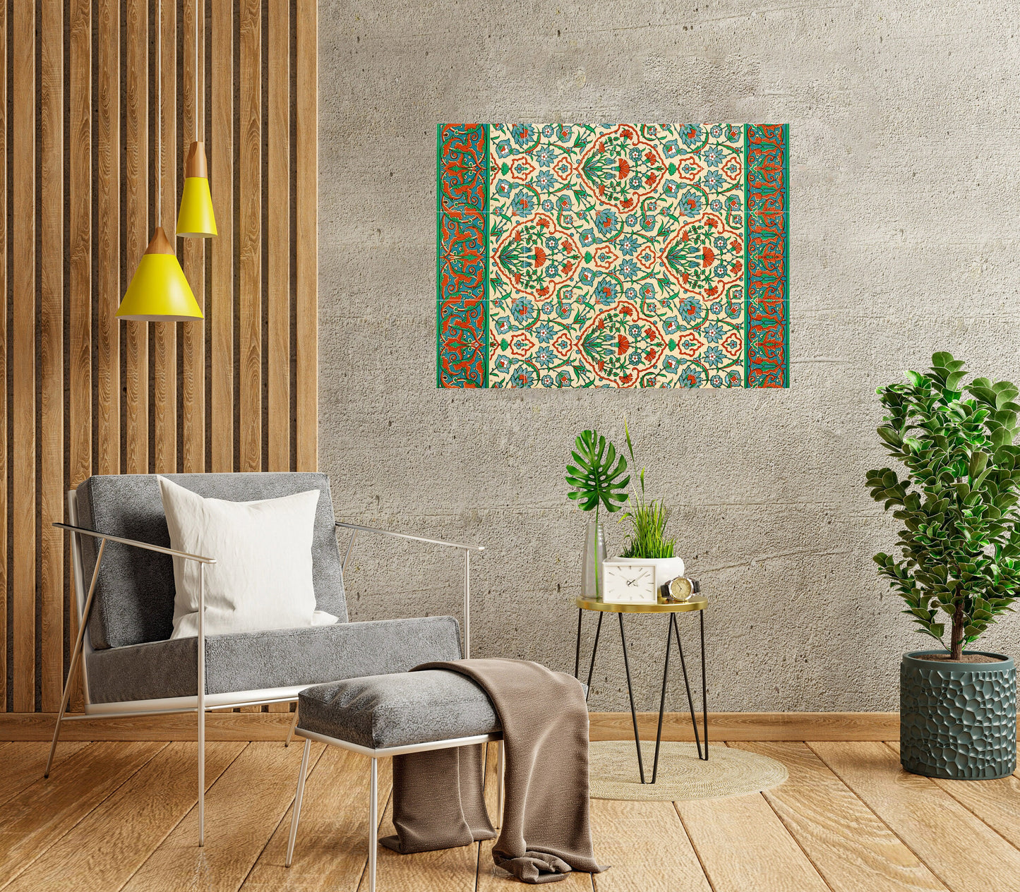 Tile Mural/Mosaic Ceramic Panel of Arabic Pattern - Arabic art decor - Arabic home decor - Tile Mural - Home Decor -Tile Mosaic