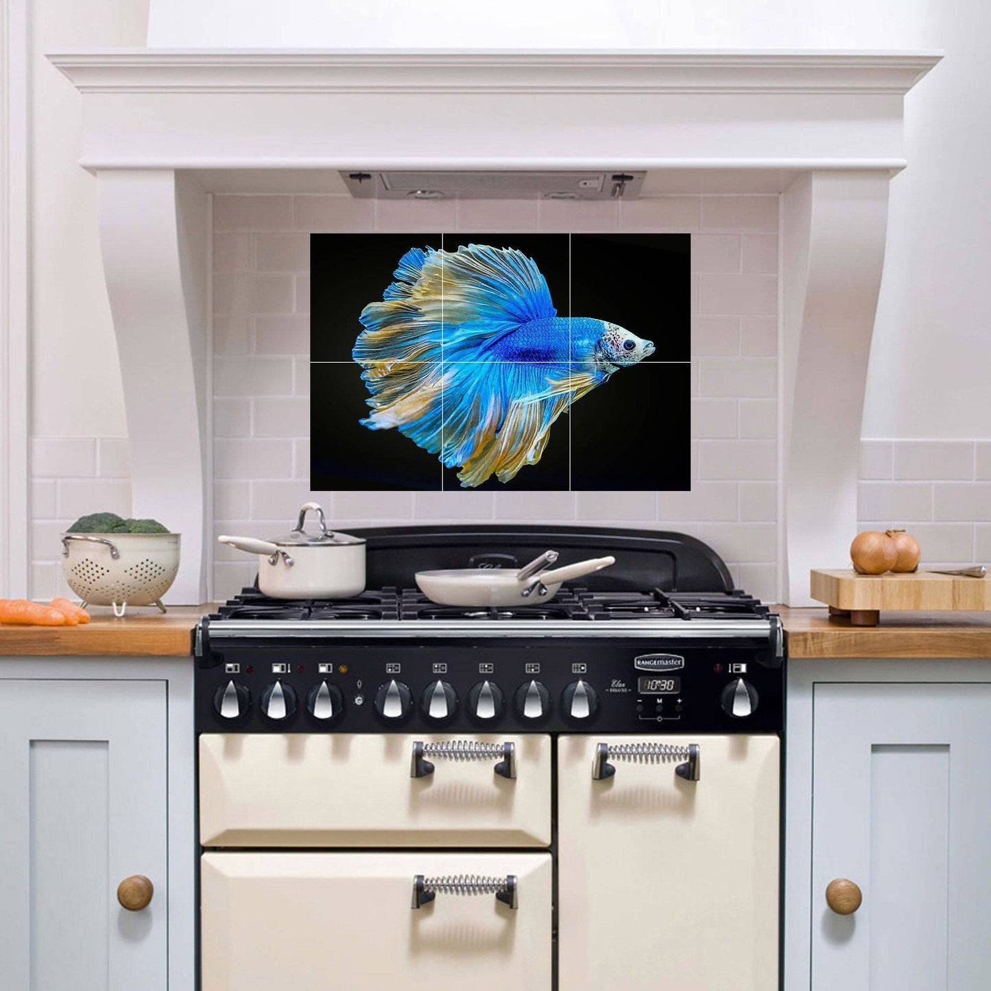 Tile Mural/Mosaic Ceramic Panel of a Japanese Beta Fish Japan Painting -Underwater Wall Art- Tile Mural -Gloss Tiles - Fish Tile Mosaic