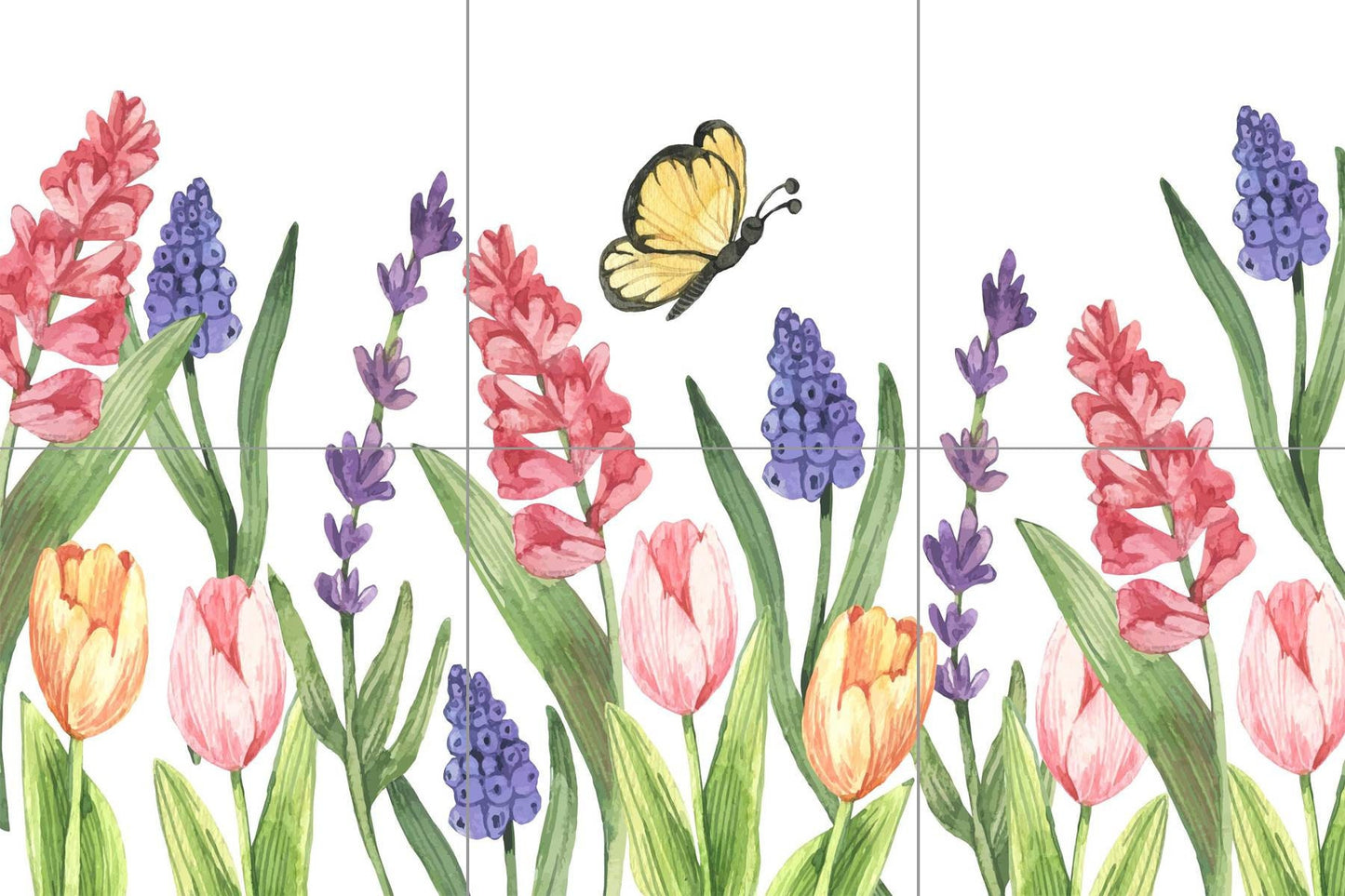 Tile Mural/Mosaic Ceramic of Flowers Watercolour Painting - Landscape Mural - Flower Wall Art - Floral Tile Mural -Gloss Tiles - Tile Mosaic