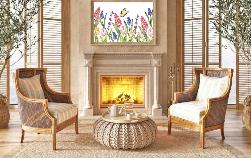 Tile Mural/Mosaic Ceramic of Flowers Watercolour Painting - Landscape Mural - Flower Wall Art - Floral Tile Mural -Gloss Tiles - Tile Mosaic