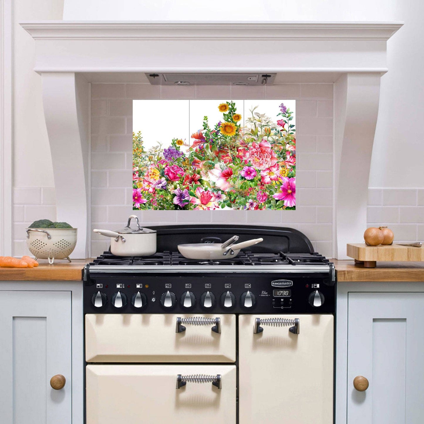 Tile Mural/Mosaic Ceramic of Flowers Watercolour Painting - Landscape Mural - Flower Wall Art - Floral Tile Mural -Gloss Tiles - Tile Mosaic