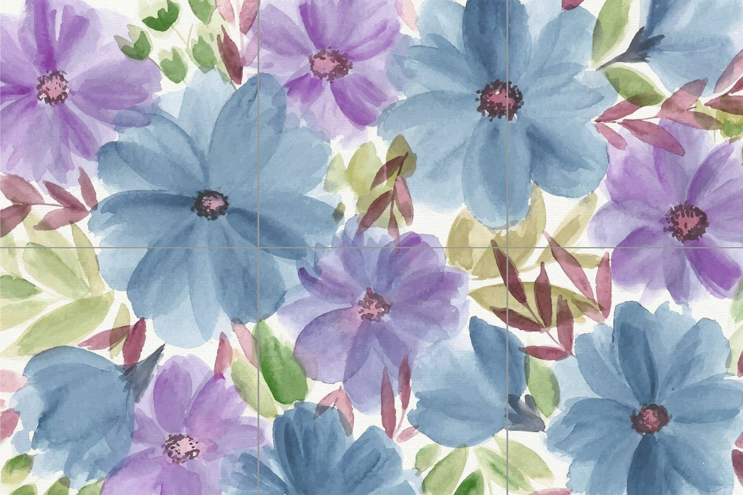 Tile Mural/Mosaic Ceramic of Flowers Watercolour Painting - Garden wall print- Flower Wall Art - Floral Tile Mural -Gloss Tiles -Tile Mosaic