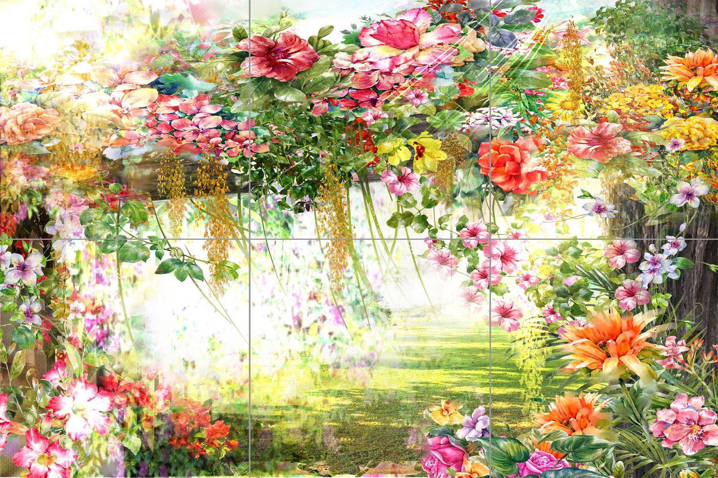 Tile Mural/Mosaic Ceramic of Flowers Watercolour Painting - Garden Mural - Flower Wall Art - Floral Tile Mural -Gloss Tiles - Tile Mosaic