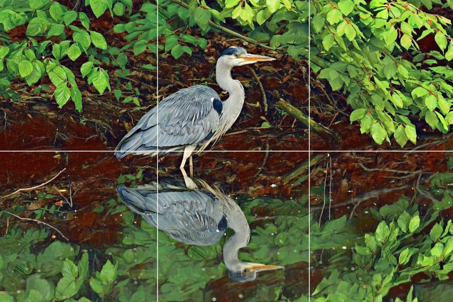 Tile Mural/Mosaic Ceramic Panel of a Blue Heron Crane Bird - Colourful Pond Wall Nature Art - Tile Mural - Gloss Tiles - Birds Tile Mosaic