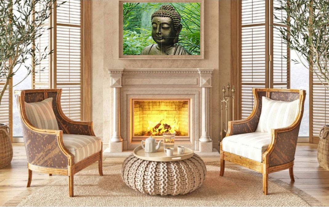 Tile Mural/Mosaic Ceramic Panel of Buddha - Meditation Home Decor - Colourful Wall Art - Tile Mural - Gloss Tiles - Tile Mosaic