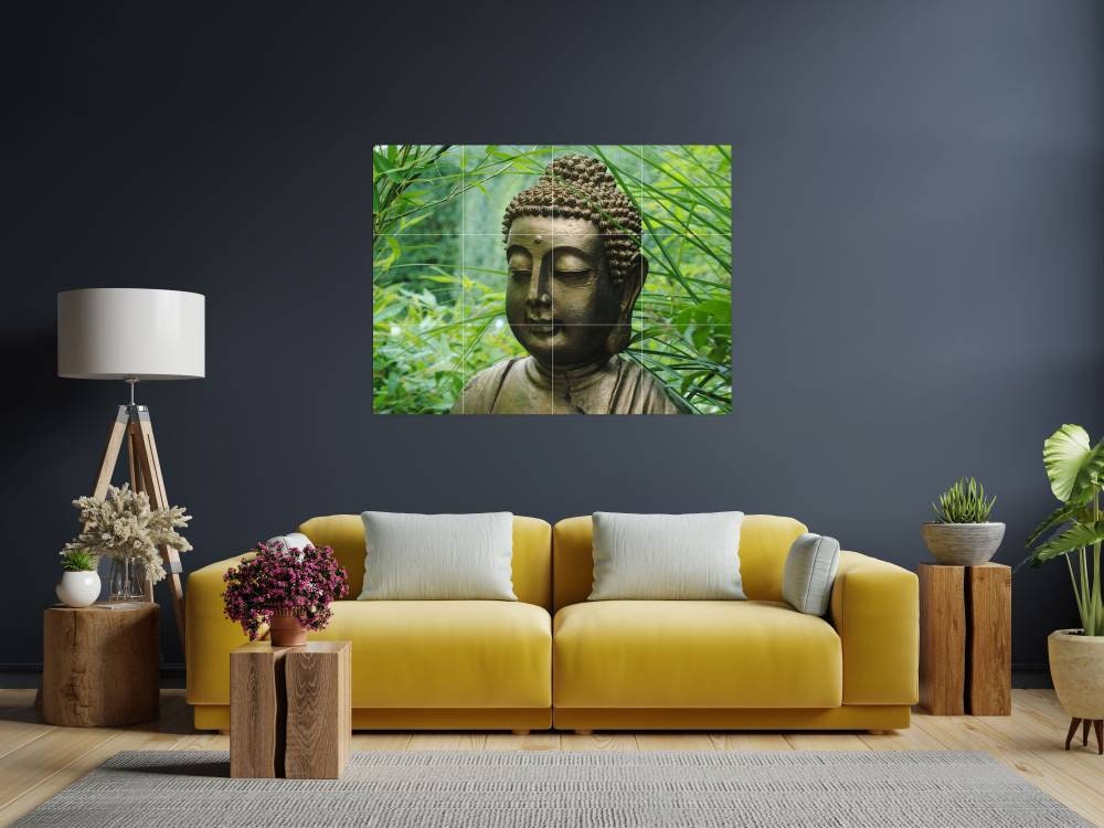 Tile Mural/Mosaic Ceramic Panel of Buddha - Meditation Home Decor - Colourful Wall Art - Tile Mural - Gloss Tiles - Tile Mosaic