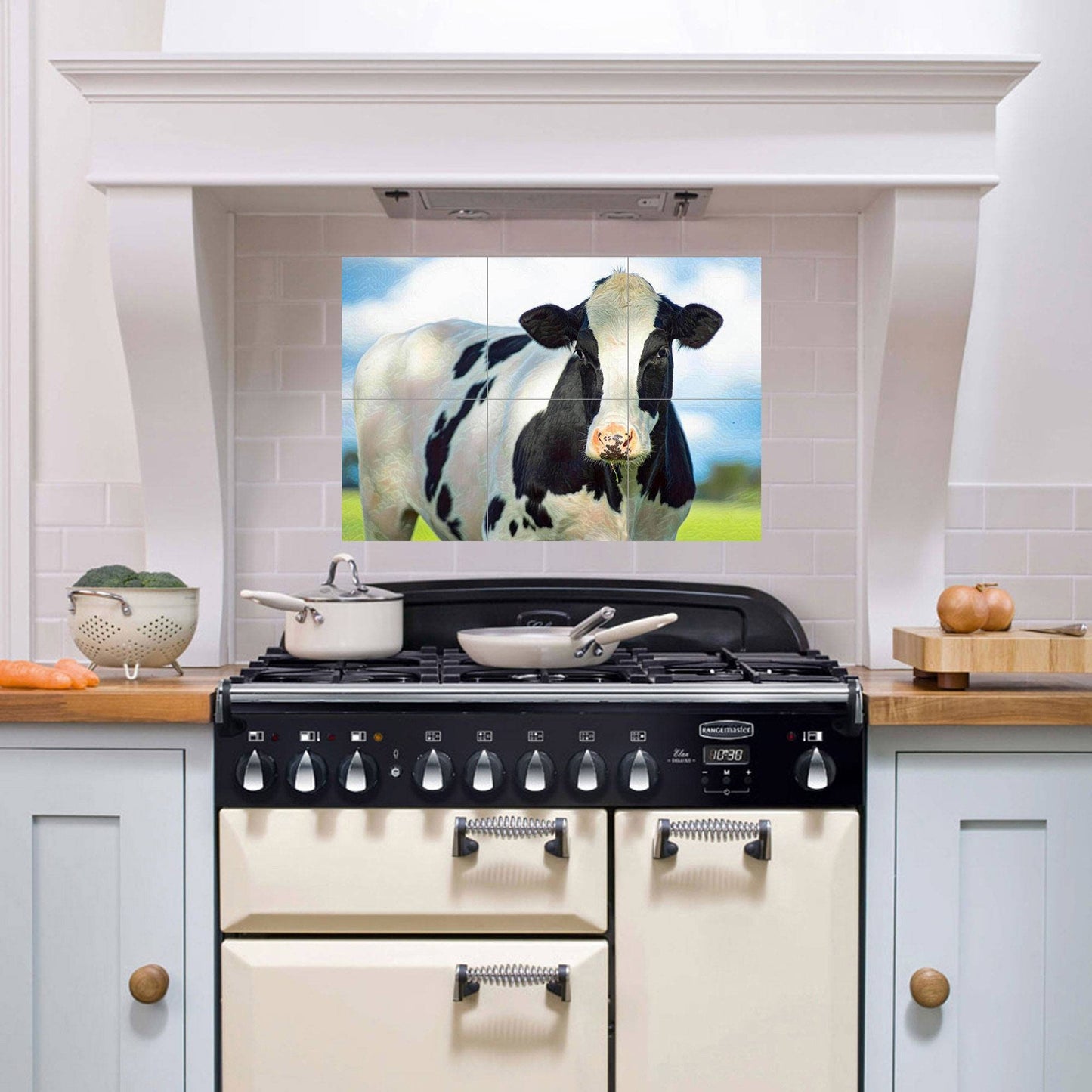 Tile Mural/Mosaic Ceramic Panel of Cows - Countryside Mural - Wall Nature Art - Tile Mural - Gloss Tiles - Cow Tile Mosaic