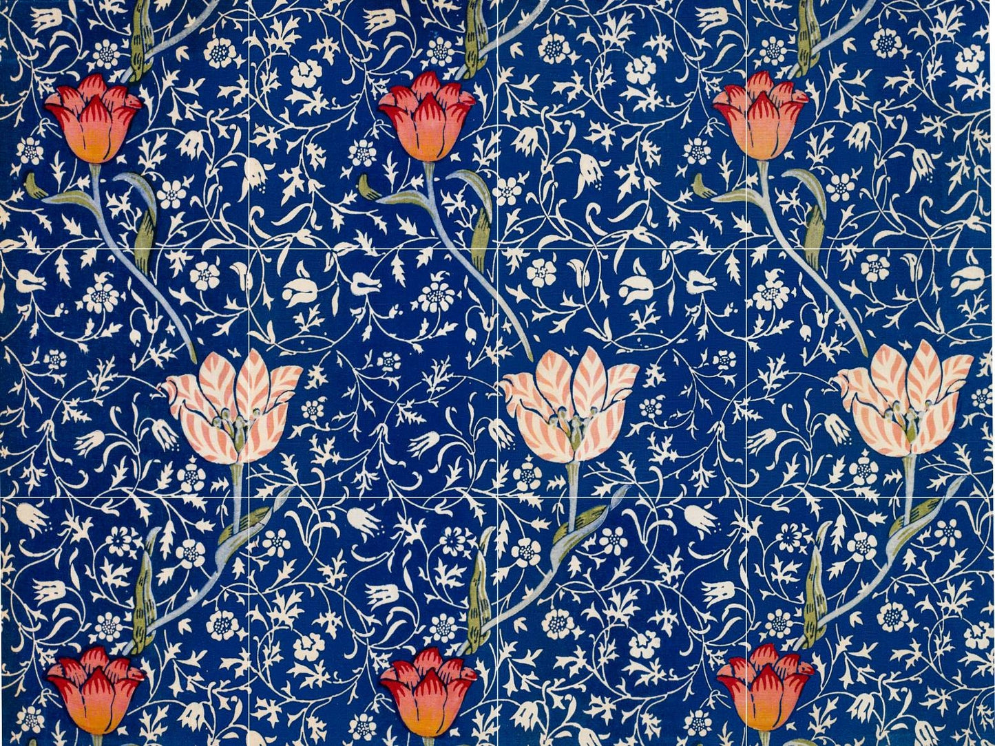 Tile Mural/Mosaic Ceramic of Medway Flowers - William Morris Art - Flower Wall Art - Floral Tile Mural - Gloss Tiles-Tile Mosaic- Home Decor