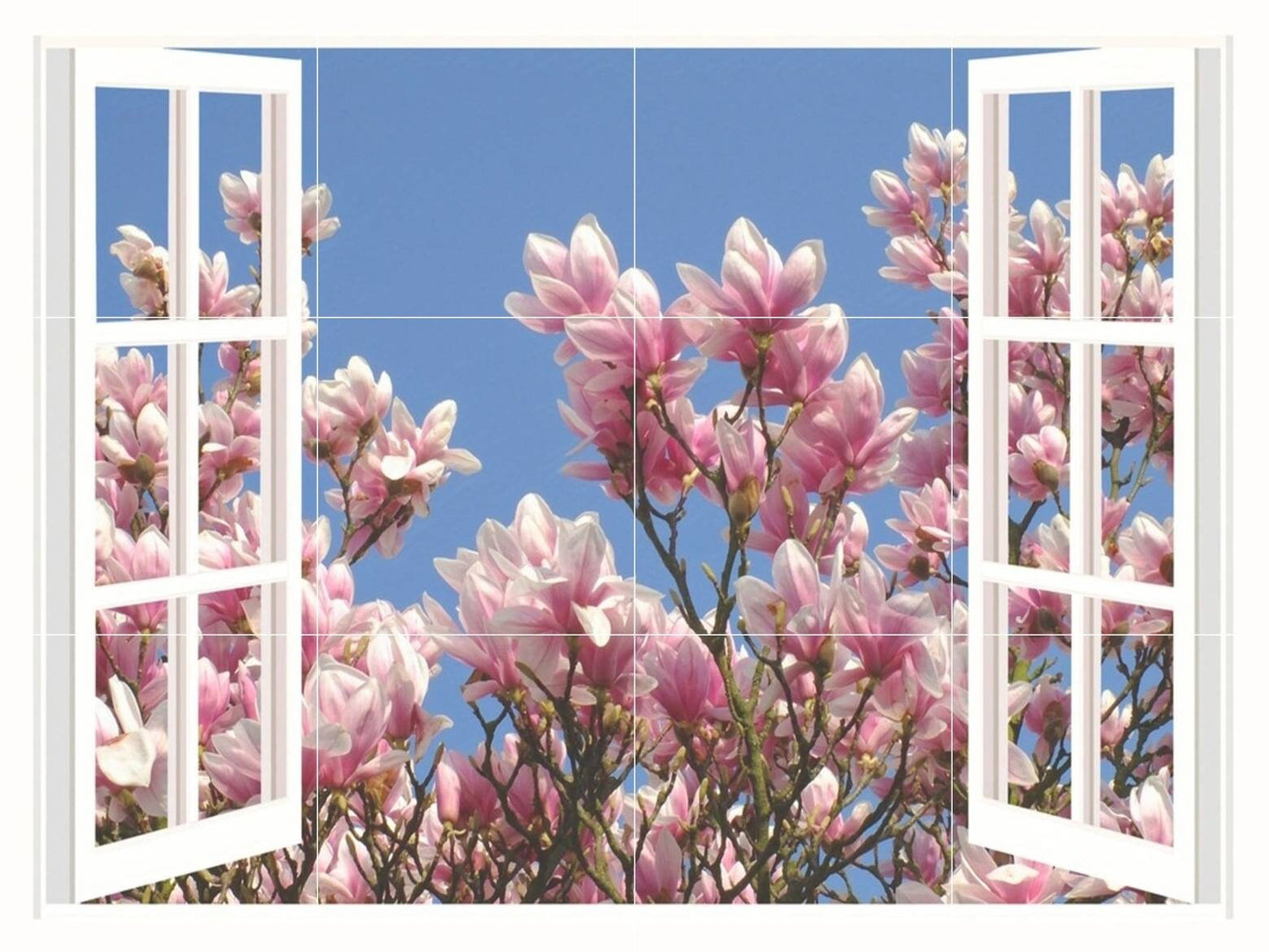 Tile Mural/Mosaic Ceramic Panel of Magnolia Flowers - Window Mural - Floral Window Wall Art - Flower Tile Mural - Gloss Tiles - Tile Mosaic