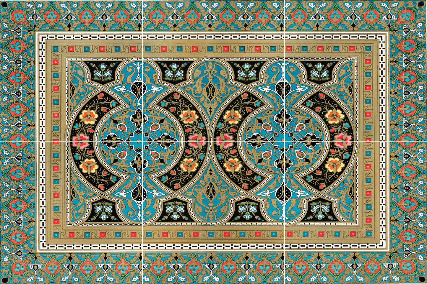 Tile Mural/Mosaic Ceramic Panel of Arabic Pattern - Arabic art decor - Arabic home decor - Tile Mural - Home Decor -Tile Mosaic