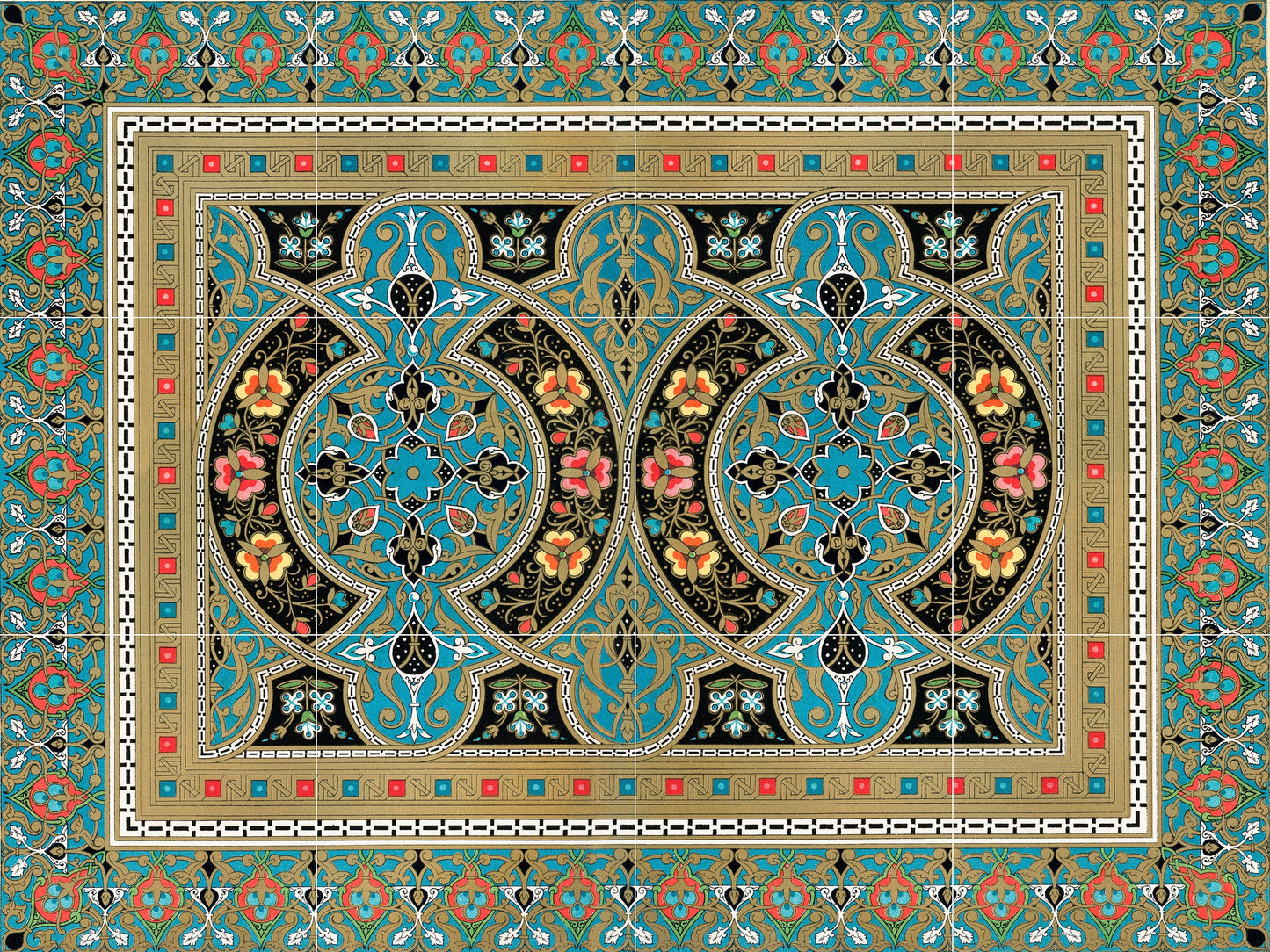 Tile Mural/Mosaic Ceramic Panel of Arabic Pattern - Arabic art decor - Arabic home decor - Tile Mural - Home Decor -Tile Mosaic