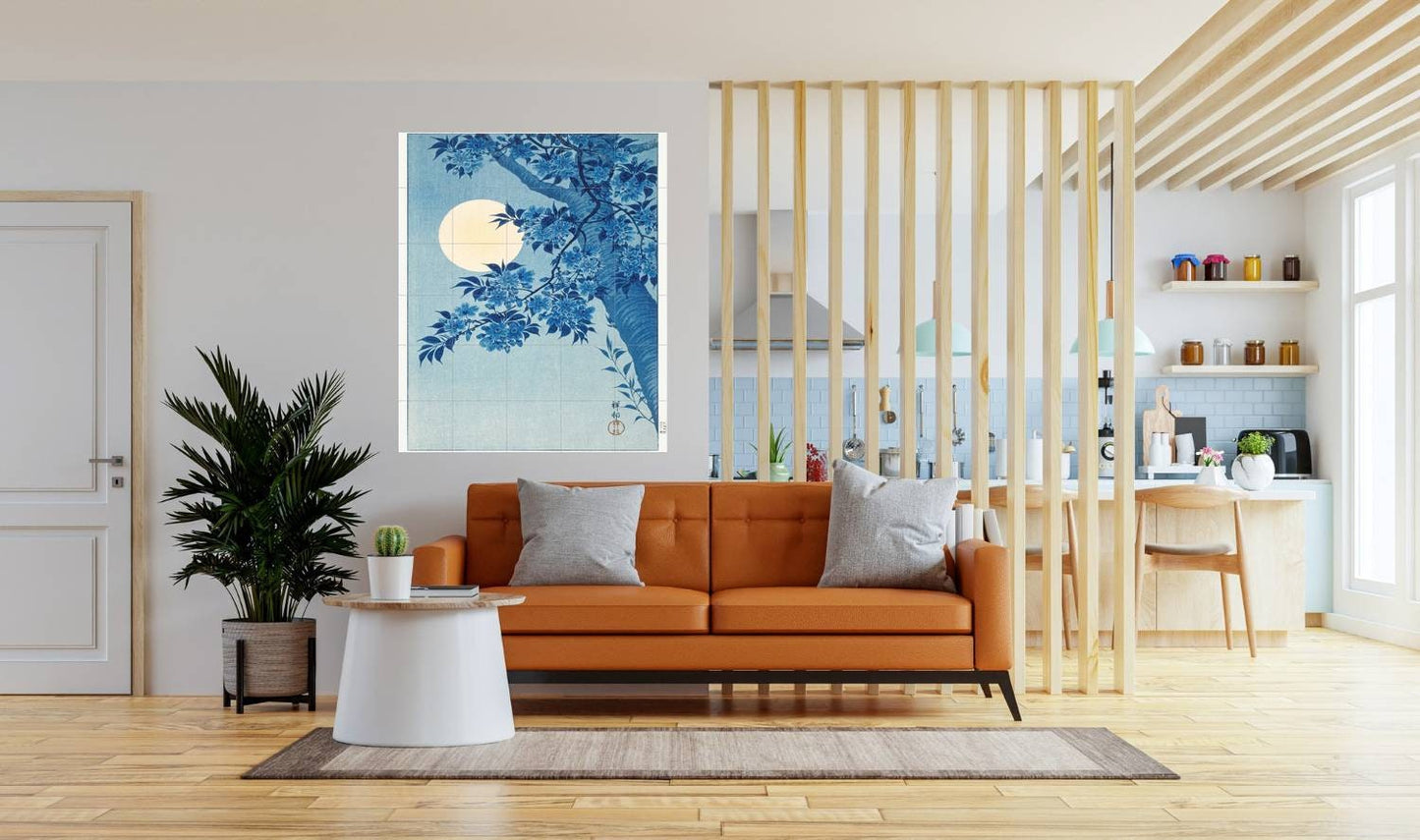 Tile Mural/Mosaic Ceramic Panel -Blossoming Cherry -Koson- Japanese Art - Colourful Wall Nature Art - Tile Mural - Gloss Tiles - Tile Mosaic