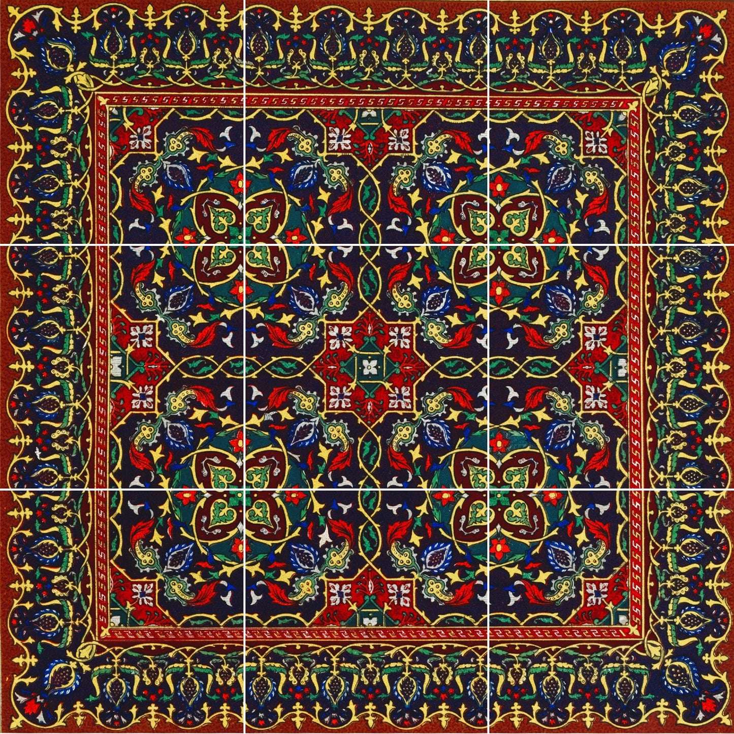 Tile Mural/Mosaic Ceramic Panel of Medieval Pattern - Tile Mural - Art Mural - Gloss Tiles - Medieval art Mural - Tile Mosaic Print