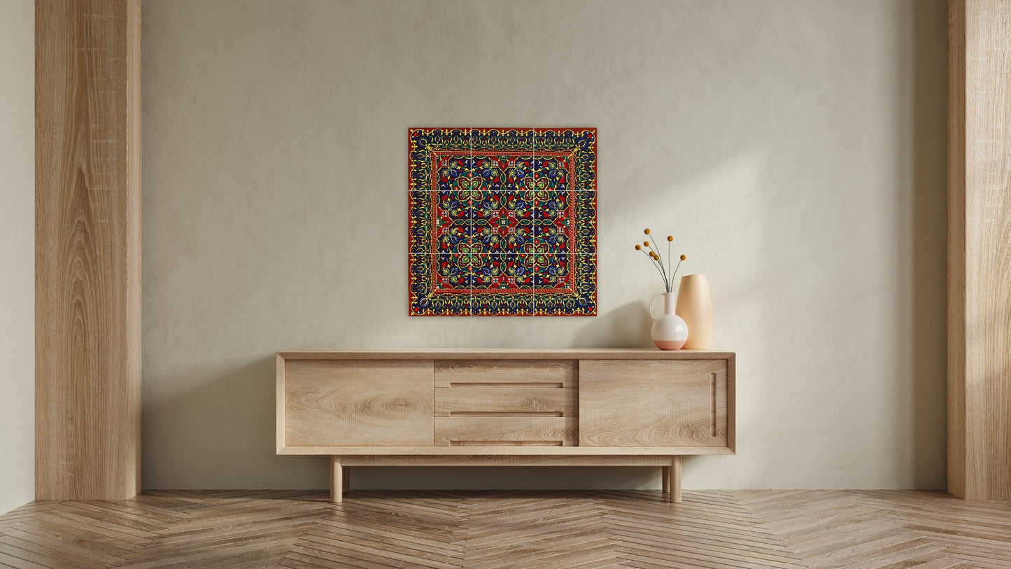 Tile Mural/Mosaic Ceramic Panel of Medieval Pattern - Tile Mural - Art Mural - Gloss Tiles - Medieval art Mural - Tile Mosaic Print