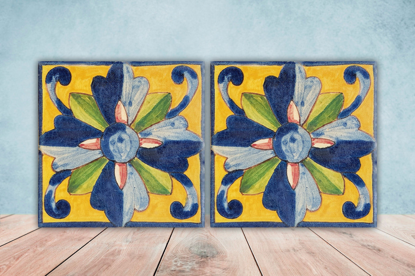 Spanish Ceramic Tiles - Set of 2 Spanish Wall Decor Tiles - Kitchen Backsplash Tiles, Table Decorative Tiles, Bathroom Tiles, Coaster