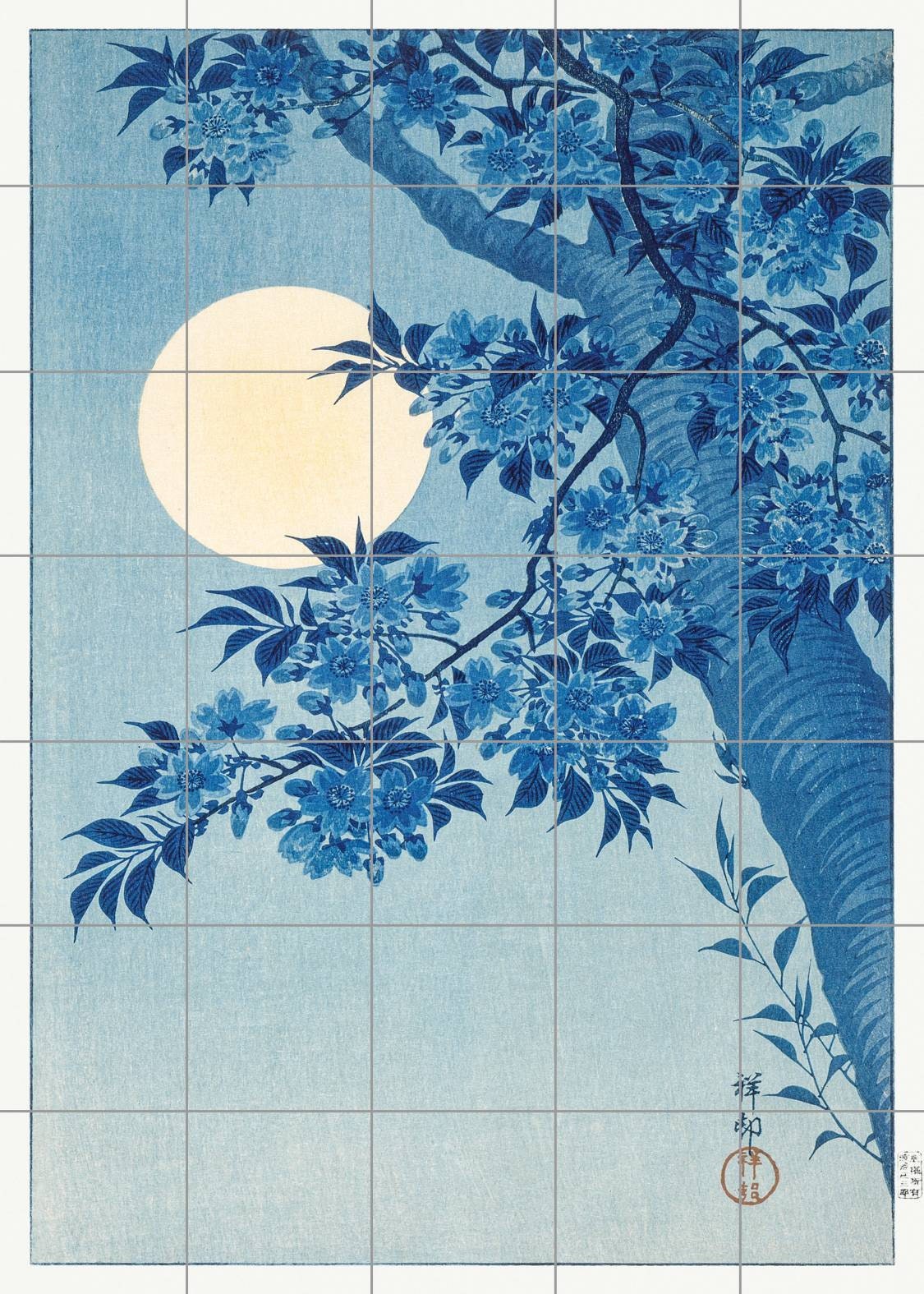 Tile Mural/Mosaic Ceramic Panel -Blossoming Cherry -Koson- Japanese Art - Colourful Wall Nature Art - Tile Mural - Gloss Tiles - Tile Mosaic