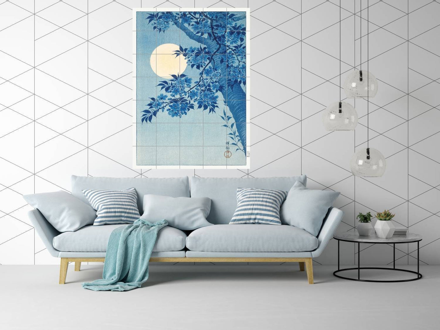 Tile Mural/Mosaic Ceramic Panel -Blossoming Cherry -Koson- Japanese Art - Colourful Wall Nature Art - Tile Mural - Gloss Tiles - Tile Mosaic