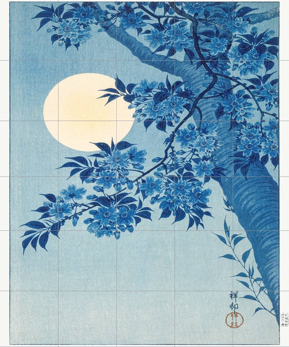 Tile Mural/Mosaic Ceramic Panel -Blossoming Cherry -Koson- Japanese Art - Colourful Wall Nature Art - Tile Mural - Gloss Tiles - Tile Mosaic