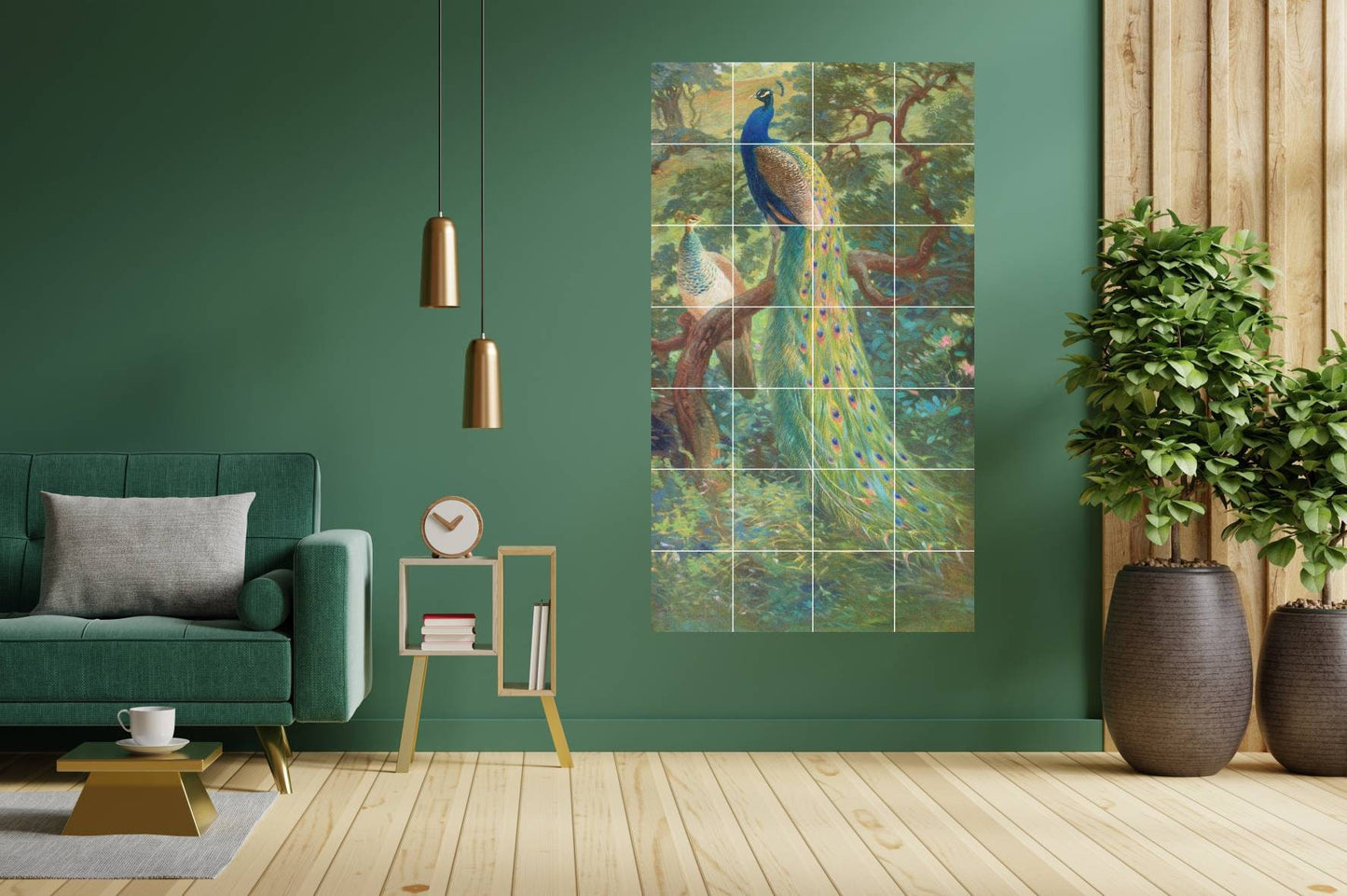 Tile Mural/Mosaic Ceramic Panel of Indian Peafowl - Charles Robert Knight - Bird Wall Art Decor - Peacock Mural - Gloss Tiles - Tile Mosaic