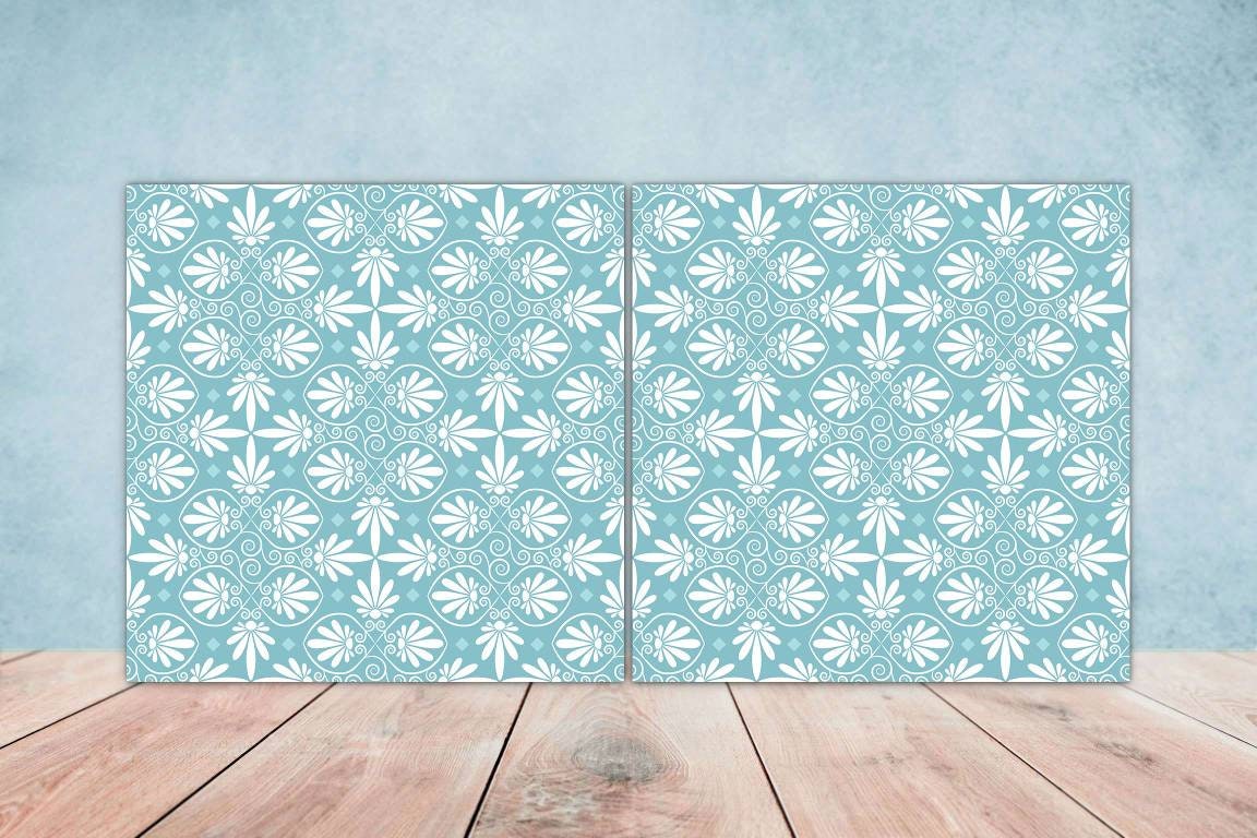 Greek Mediterranean Tiles - Set of 2 Greek Wall Decor Tiles - Kitchen Backsplash Tiles, Table Decorative Tiles, Bathroom Tiles, Coaster