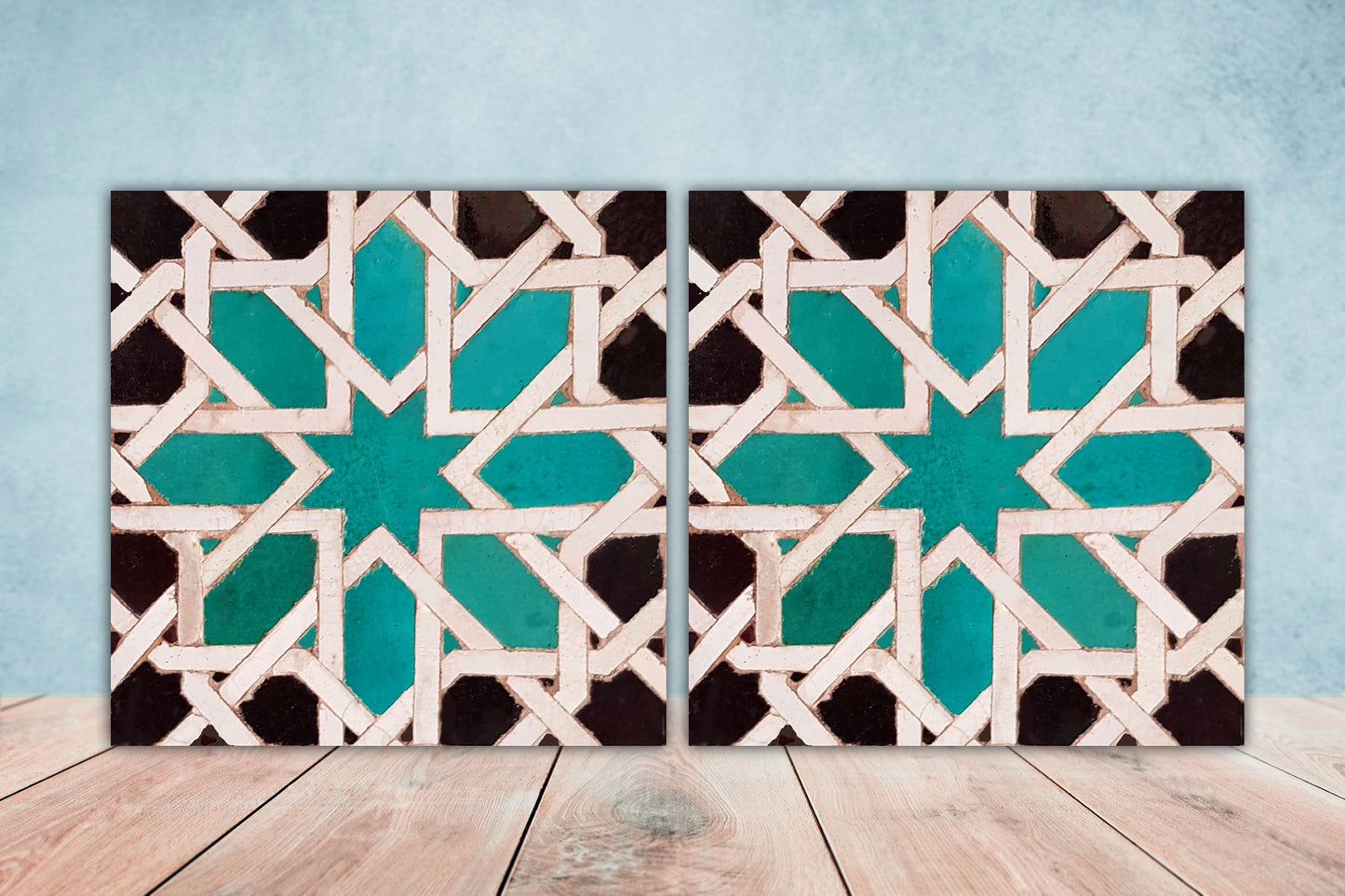 Moroccan Ceramic Tiles - Set of 2 Moroccan Wall Decor Tiles - Kitchen Backsplash Tiles, Table Decorative Tiles, Bathroom Tiles, Coaster