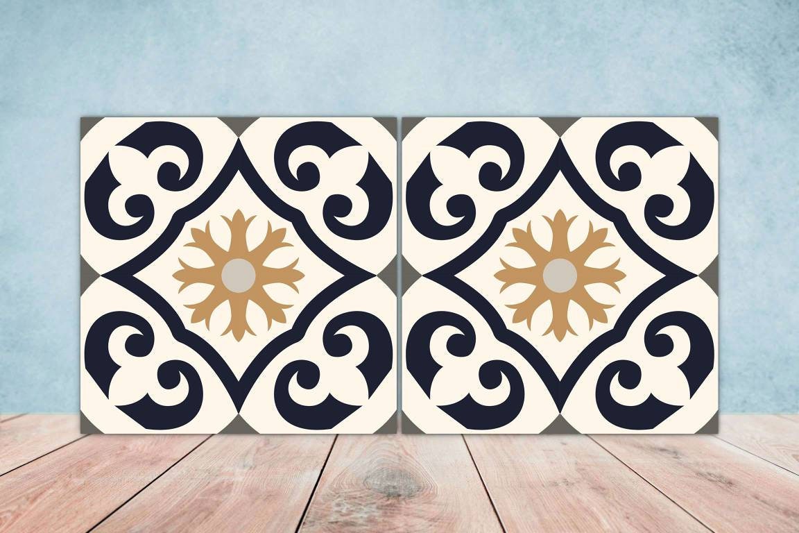 Spanish Ceramic Tiles - Set of 2 Spanish Wall Decor Tiles - Kitchen Backsplash Tiles, Table Decorative Tiles, Bathroom Tiles, Coaster