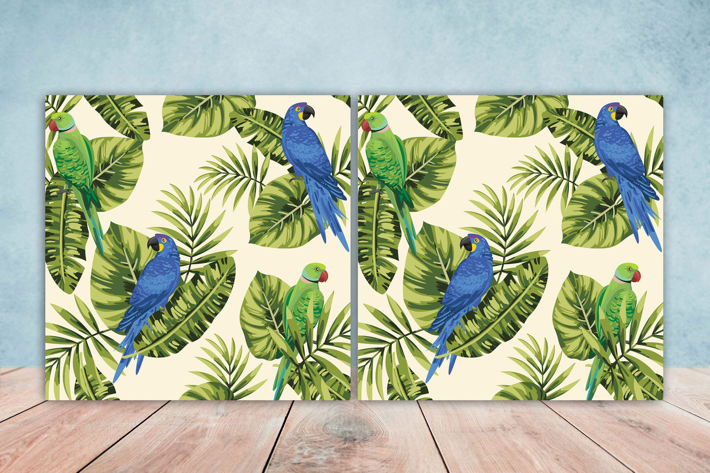 Parrot Tiles Bird Tiles - Two 6 x 6 inches decorative ceramic tiles