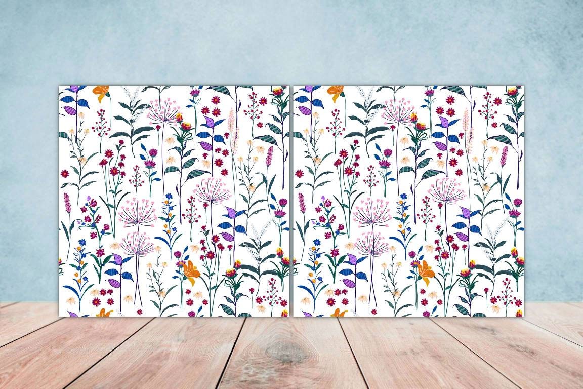 Floral Tiles Flowers Design - Set of 2 Flower Wall Decor Tiles, Kitchen Backsplash Tiles, Table Decorative Tiles, Bathroom Tiles, Coaster