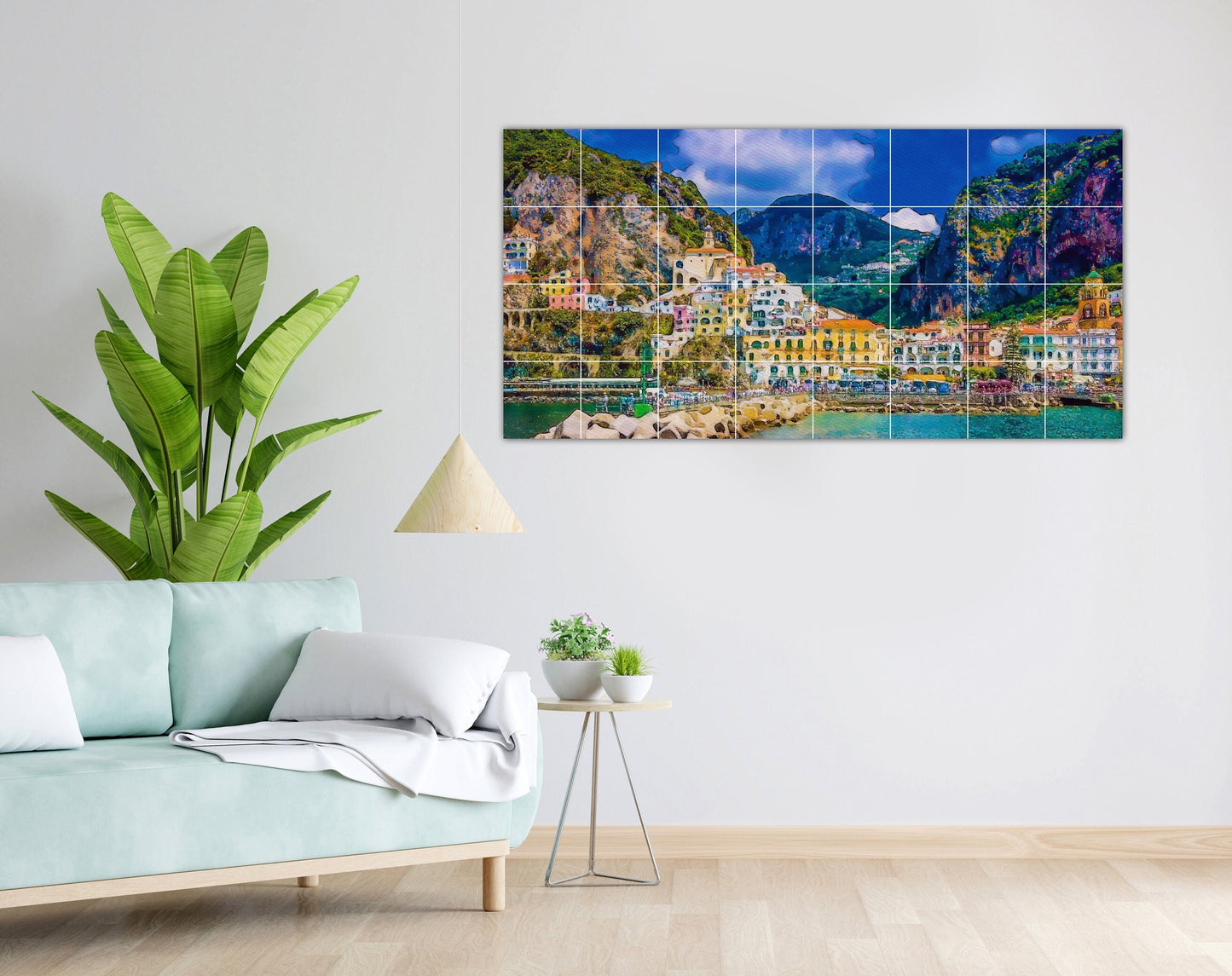 Tile Mural/Mosaic Ceramic Panel of Amalfi coast - Amalfi coast print - Amalfi Print- Amalfi Wall Art - Tile Mural - Gloss Tiles -Tile Mosaic