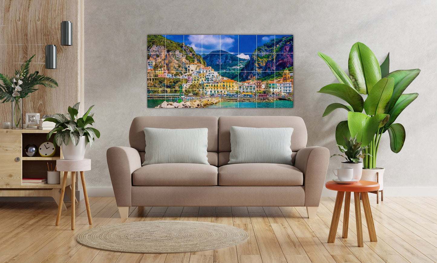 Tile Mural/Mosaic Ceramic Panel of Amalfi coast - Amalfi coast print - Amalfi Print- Amalfi Wall Art - Tile Mural - Gloss Tiles -Tile Mosaic