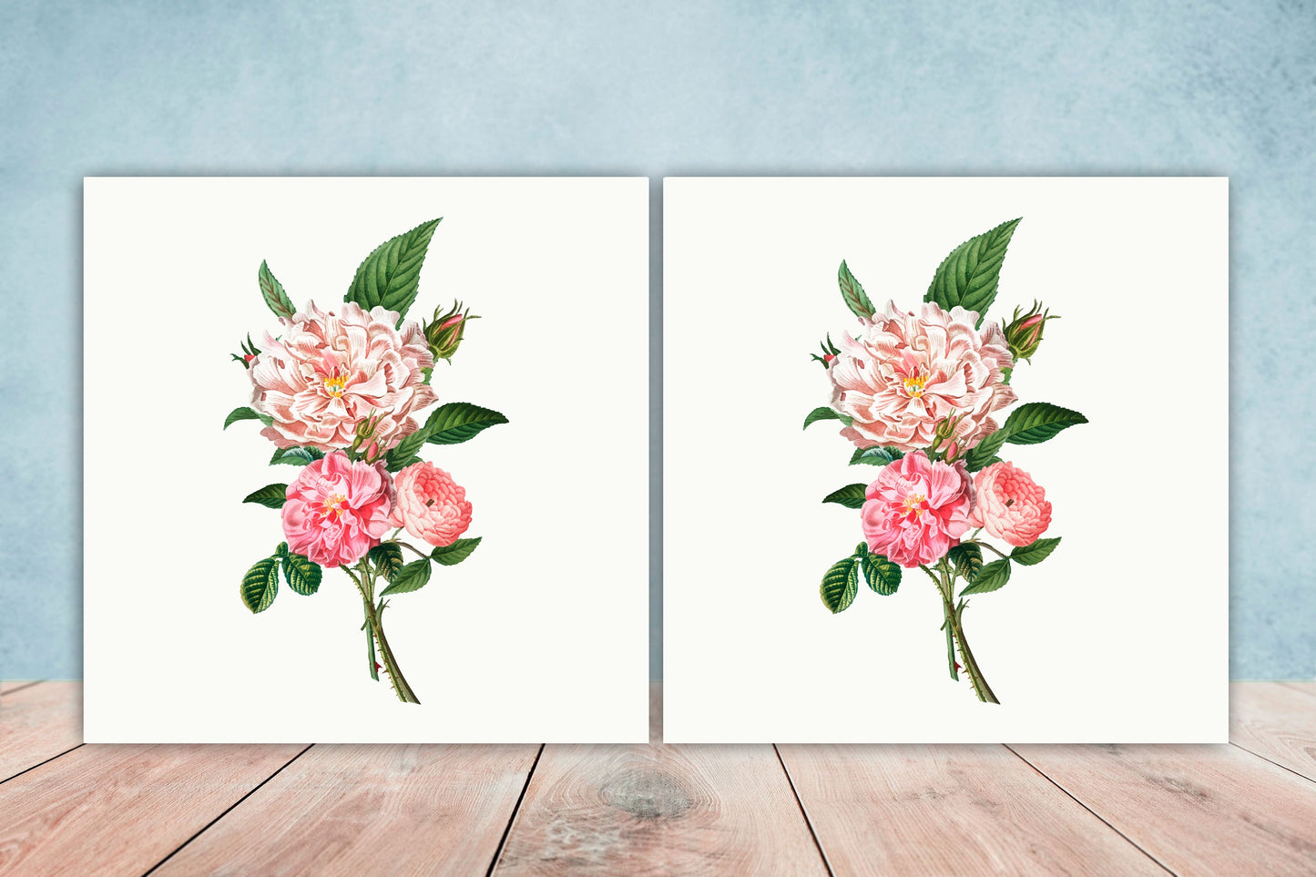 Floral Design Tile Pink Peonies Flower - Set of 2 Decorative ceramic tiles, Backsplash tiles, Bathroom tiles, Kitchen Backsplash
