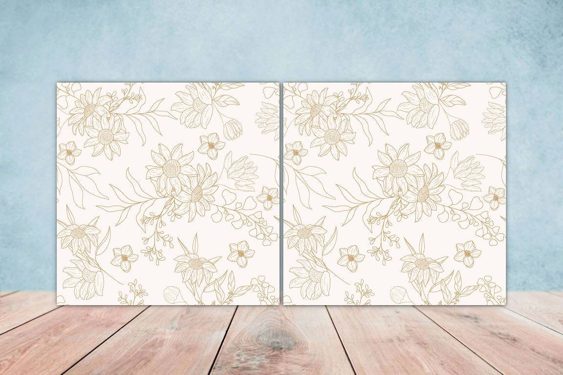 Floral Tiles Flowers Design - Set of 2 Flower Wall Decor Tiles, Kitchen Backsplash Tiles, Table Decorative Tiles, Bathroom Tiles, Coaster