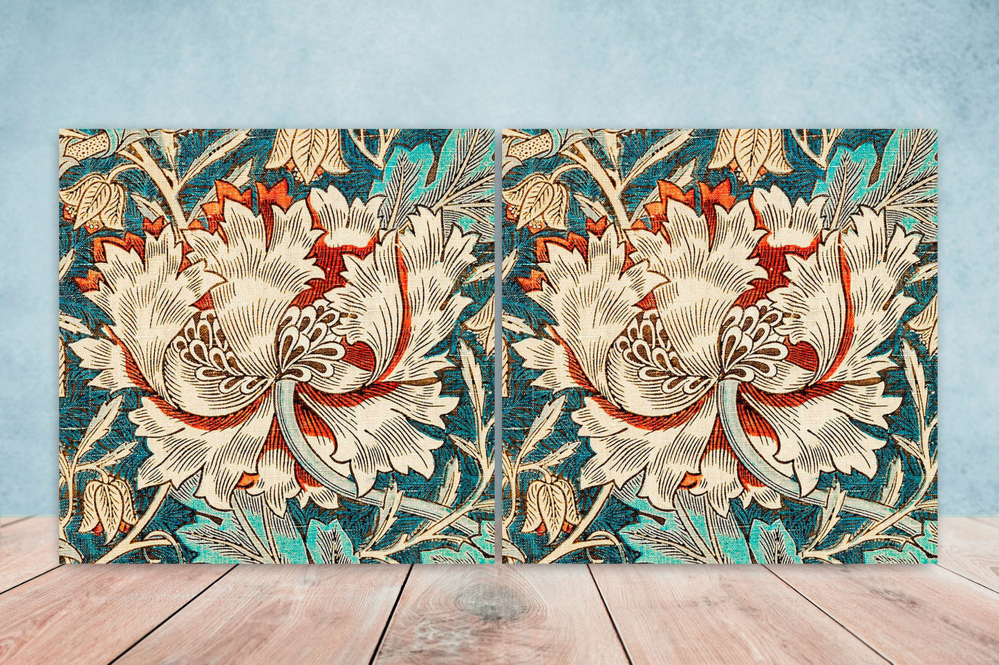 Art Nouveau Flower Ceramic tiles - Set of 2 Art Nouveau Wall Decor Tiles - Kitchen Backsplash Tiles, Table Decorative Tiles, Bathroom Tiles