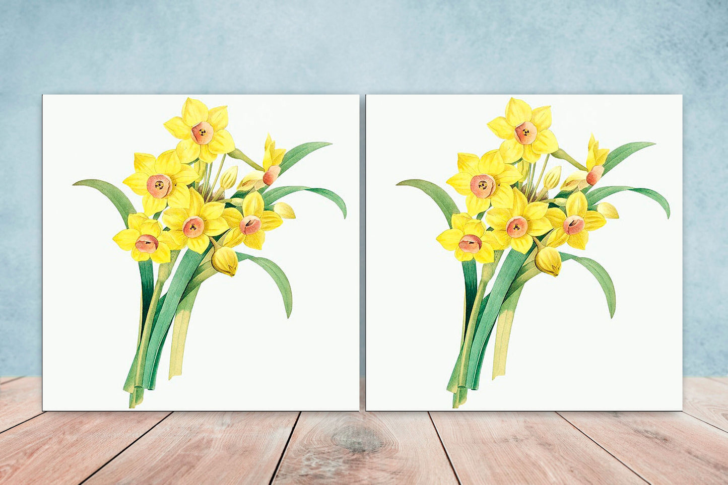 Lilly Flower Ceramic Tiles - Set of two Set of 2 Wall Decor Tiles - Kitchen Backsplash Tiles, Table Decorative Tiles, Bathroom Tiles