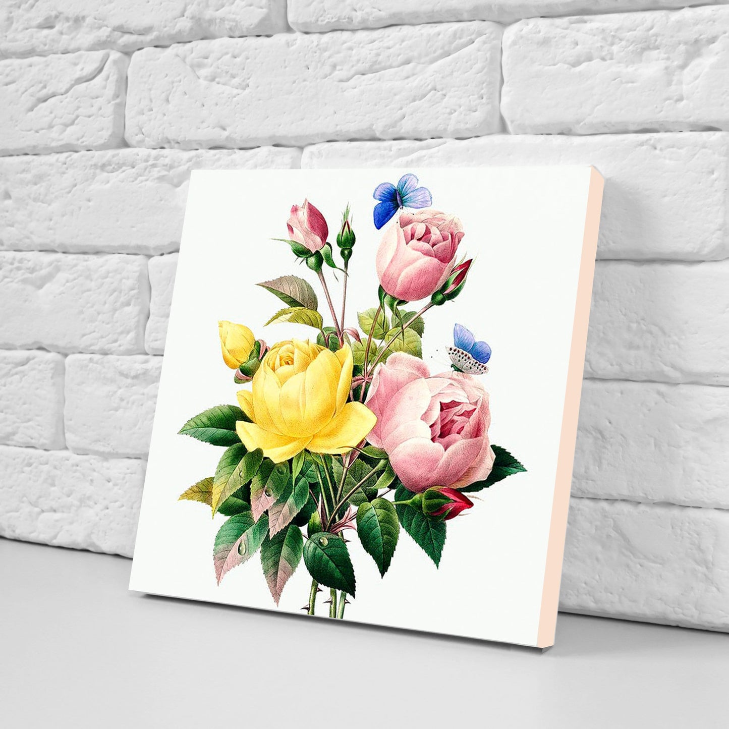 Floral Roses Tiles Flowers Design - Set of 2 Roses Ceramic tiles Wall Décor Flower Tiles - Kitchen Backsplash Tiles, Decorative Tiles,