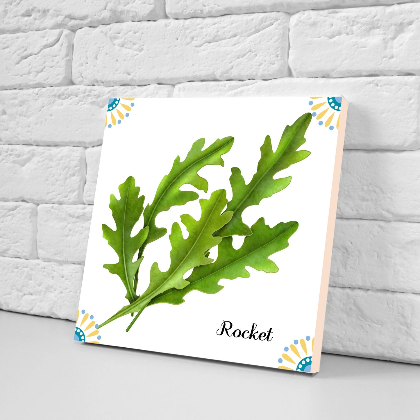 Aromatic herbs print Kitchen Ceramic Tiles - Set of 4 Ceramic Decor Tiles - Kitchen Backsplash Tiles, Bathroom Tiles, Botanical wall art