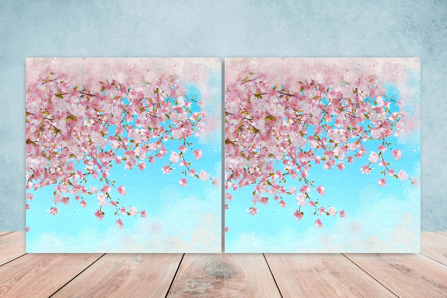 Cherry Blossom Ceramic Tiles Japanese Flower Design - Set of 2 Wall Décor Tiles - Kitchen Backsplash Tiles, Decorative Tiles, Bathroom Tiles