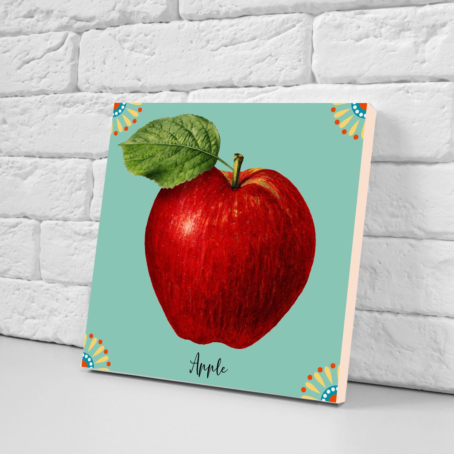 Fruit print Kitchen Ceramic Tiles - Set of 4 Ceramic Decor Tiles -Kitchen Backsplash Tiles, Bathroom Tiles, Botanical wall art - Fruit decor
