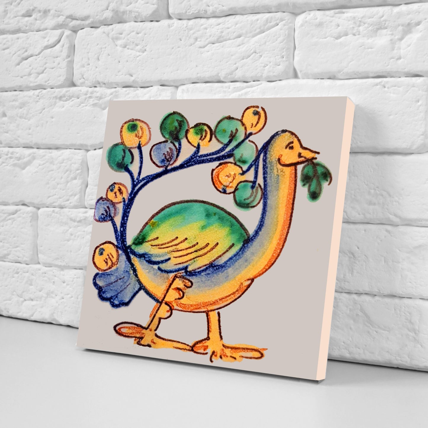 Italian Majolica Tiles - Set of 2 Italian Wall Decor Tiles - Kitchen Backsplash Tiles, Table Decorative Tiles, Bathroom Tiles, Coaster